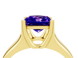 Yellow gold Princess Cut Tanzanite Solitaire Ring with Wide Band and Prong Setting_4