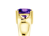 Yellow gold Princess Cut Tanzanite Solitaire Ring with Wide Band and Prong Setting_5