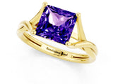 Yellow gold Princess Cut Tanzanite Solitaire Twist Band Prong Setting Ring_37