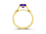 Yellow gold Princess Cut Tanzanite Solitaire Twist Band Prong Setting Ring_39