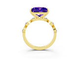 Yellow gold Princess Cut Tanzanite Solitaire Twisted Band with Round  Accents and Prong Setting_15