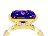 Yellow gold Princess Cut Tanzanite Solitaire Twisted Band with Round  Accents and Prong Setting_16
