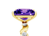 Yellow gold Princess Cut Tanzanite Solitaire Twisted Band with Round  Accents and Prong Setting_17