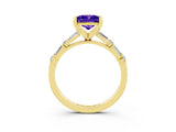 Yellow gold Princess Cut Tanzanite Solitaire with Side Baguettes and Channel Set Band_3