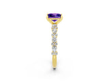 Yellow gold Princess Cut Tanzanite Solitaire with Side Stones, Pave Band, Four-Prong Setting_38