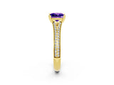 Yellow gold Princess Cut Tanzanite Split Shank Engagement Ring with Pavé Band_2