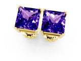 Yellow gold Princess Cut Tanzanite Stud Earrings_25