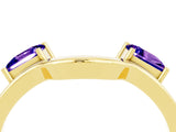 Yellow gold Princess Cut Tanzanite Two-Stone Open Band Ring with Four-Prong Setting_10