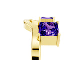 Yellow gold Princess Cut Tanzanite Two-Stone Open Band Ring with Four-Prong Setting_11