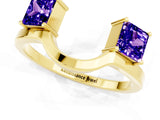 Yellow gold Princess Cut Tanzanite Two-Stone Open Band Ring with Four-Prong Setting_7