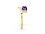 Yellow gold Princess Cut Tanzanite Two-Stone Open Band Ring with Four-Prong Setting_8