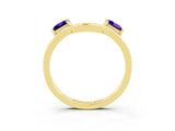 Yellow gold Princess Cut Tanzanite Two-Stone Open Band Ring with Four-Prong Setting_9