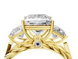 10K Yellow Gold 1.54 Carat F VS1 Princess Cut Three-Stone Braided Band Ring with Four-Prong Setting
