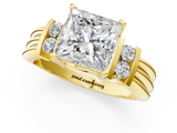 Yellow gold Princess Cut Three-Stone Channel Set Ring with Bar Prongs_57