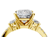 Yellow gold Princess Cut Three-Stone Diamond Pavé Band with Prong Setting_27