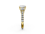 Yellow gold Princess Cut Three-Stone Diamond Pave Band with Prong Setting_92