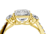 Yellow gold Princess Cut Three-Stone Diamond Pave Band with Prong Setting_94