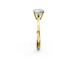 Yellow gold Princess Cut Three-Stone Solitaire Ring with Round Accent Diamonds and Four-Prong Setting_34