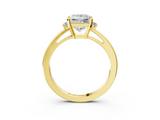 Yellow gold Princess Cut Three-Stone Solitaire Ring with Round Accent Diamonds and Four-Prong Setting_35