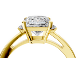 Yellow gold Princess Cut Three-Stone Solitaire Ring with Round Accent Diamonds and Four-Prong Setting_36