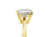Yellow gold Princess Cut Three-Stone Solitaire Ring with Round Accent Diamonds and Four-Prong Setting_37