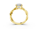 Yellow gold Princess Cut Twisted Pavé Band Solitaire Ring with Four-Prong Setting_117