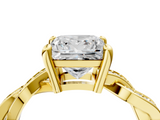 Yellow gold Princess Cut Twisted Pavé Band Solitaire Ring with Four-Prong Setting_118