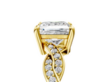 Yellow gold Princess Cut Twisted Pavé Band Solitaire Ring with Four-Prong Setting_119