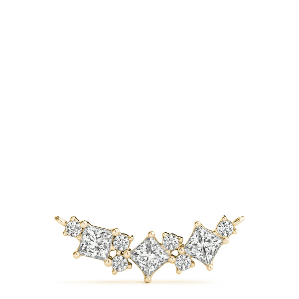 Yellow gold Princess Cut V-Shape Diamond Pendant with Four-Prong Setting