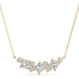 Yellow gold Princess Cut V-Shape Diamond Pendant with Four-Prong Setting