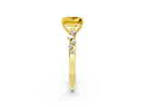 Yellow gold Princess Cut Yellow Sapphire Cluster Side Stone Solitaire Ring with Prong Setting_50