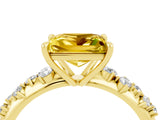 Yellow gold Princess Cut Yellow Sapphire Cluster Side Stone Solitaire Ring with Prong Setting_52