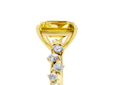 Yellow gold Princess Cut Yellow Sapphire Cluster Side Stone Solitaire Ring with Prong Setting_53