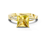 Yellow gold Princess Cut Yellow Sapphire Engagement Ring with Side Stone Accents and Four-Prong Setting_60