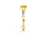 Yellow gold Princess Cut Yellow Sapphire Engagement Ring with Side Stone Accents and Four-Prong Setting_62