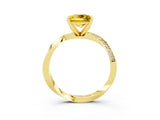Yellow gold Princess Cut Yellow Sapphire Engagement Ring with Side Stone Accents and Four-Prong Setting_66
