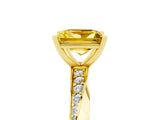 Yellow gold Princess Cut Yellow Sapphire Engagement Ring with Side Stone Accents and Four-Prong Setting_68