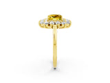 Yellow gold Princess Cut Yellow Sapphire Floral Double Halo Engagement Ring with Prong Setting_74