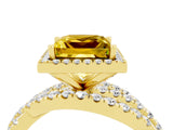 Yellow gold Princess Cut Yellow Sapphire Halo Ring with Round Split Shank and Prong Setting_52
