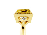 Yellow gold Princess Cut Yellow Sapphire Halo Ring with Tapered Band and Four-Prong Setting_5