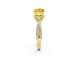 Yellow gold Princess Cut Yellow Sapphire  Halo Twist Band Solitaire Prong Setting Ring_44