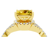 Yellow gold Princess Cut Yellow Sapphire  Halo Twist Band Solitaire Prong Setting Ring_46