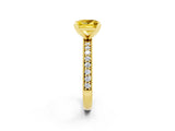 Yellow gold Princess Cut Yellow Sapphire Milgrain Pavé Engagement Ring with Four-Prong Setting_38