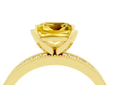 Yellow gold Princess Cut Yellow Sapphire Milgrain Pavé Engagement Ring with Four-Prong Setting_40