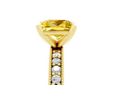 Yellow gold Princess Cut Yellow Sapphire Milgrain Pavé Engagement Ring with Four-Prong Setting_41
