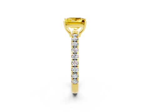 Yellow gold Princess Cut Yellow Sapphire Pavé Solitaire Engagement Ring with Four-Prong Setting_14