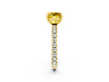 Yellow gold Princess Cut Yellow Sapphire Pavé Solitaire Ring with Round Band and Prong Setting_14