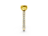 Yellow gold Princess Cut Yellow Sapphire Pavé Solitaire Ring with Round Band and Prong Setting_26