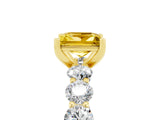 Yellow gold Princess Cut Yellow Sapphire Prong Setting with Side Stones on a Pave Band_29