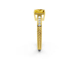 Yellow gold Princess Cut Yellow Sapphire Ring with Milgrain Pavé Band and Four-Prong Setting_38